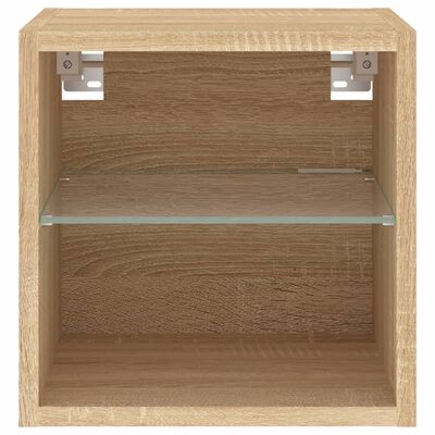 vidaXL TV Wall Cabinet with LED Lights Sonoma Oak 30x28.5x30 cm