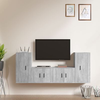 vidaXL 4 Piece TV Cabinet Set Concrete Grey Engineered Wood