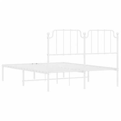 vidaXL Metal Bed Frame without Mattress with Headboard White 135x190 cm Double