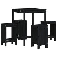 vidaXL 5 Piece Garden Bar Set Black Solid Wood Pine