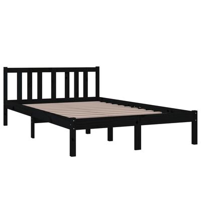 vidaXL Bed Frame without Mattress Black Solid Wood 120x200 cm