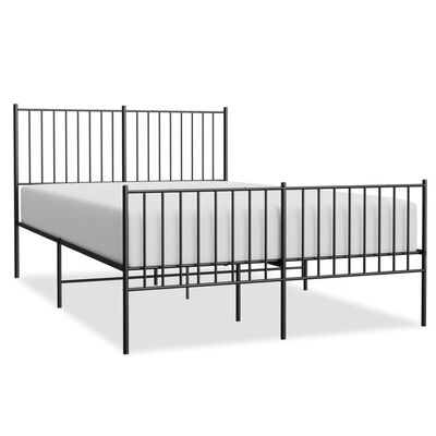 vidaXL Metal Bed Frame without Mattress with Footboard Black 135x190 cm Double