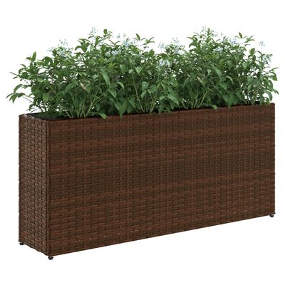 vidaXL Garden Planters with 2 Pots 2 pcs Brown 90x20x40 cm Poly Rattan