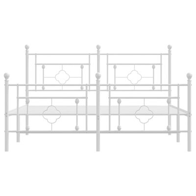 vidaXL Metal Bed Frame without Mattress with Footboard White 150x200 cm King Size