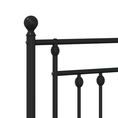 vidaXL Metal Bed Frame without Mattress with Headboard Black 75x190 cm Small Single