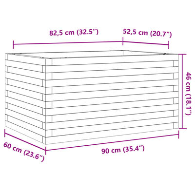 vidaXL Garden Planter Wax Brown 90x60x46 cm Solid Wood Pine