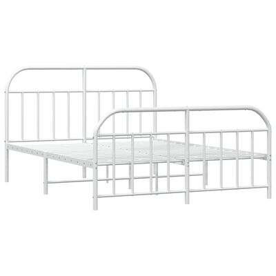 vidaXL Metal Bed Frame without Mattress with Footboard White 135x190 cm Double