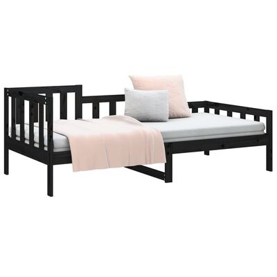 vidaXL Day Bed without Mattress Black 90x200 cm Solid Wood Pine