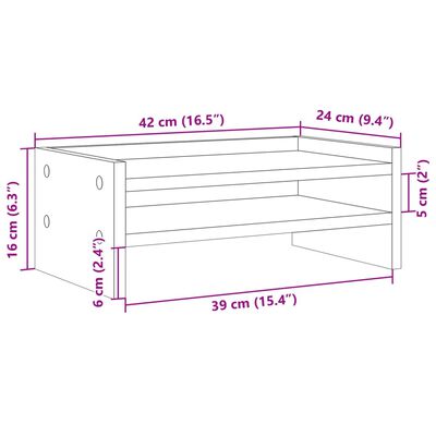 vidaXL Monitor Stand Brown Oak 42x24x16 cm Engineered Wood