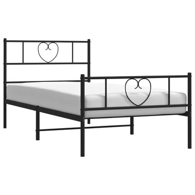 vidaXL Metal Bed Frame without Mattress with Footboard Black 90x190 cm Single