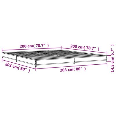 vidaXL Bed Frame without Mattress Brown Oak 200x200 cm