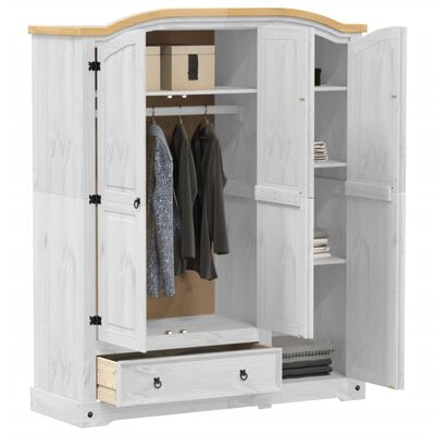 vidaXL Wardrobe Corona White 151.5x52x186 cm Solid Wood Pine