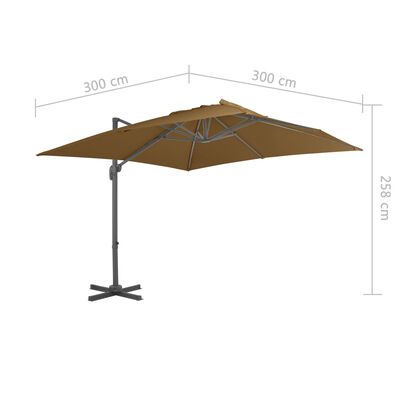 vidaXL Cantilever Garden Parasol with Aluminium Pole 300x300 cm Taupe