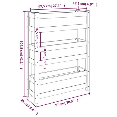 vidaXL Planter 77x25x104.5 cm Solid Wood Pine