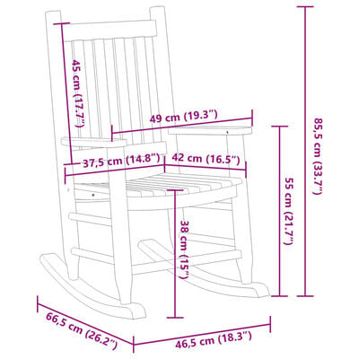 vidaXL Rocking Chair for Children Red Solid Wood Poplar