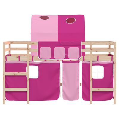 vidaXL Kids' Loft Bed with Tunnel without Mattress Pink 90x190 cm Single