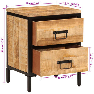 vidaXL Bed Cabinet with 2 Drawers 40x35x53 cm Solid Rough Wood Mango