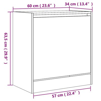 vidaXL Shoe Cabinet Sonoma Oak 60x34x63.5 cm Engineered Wood