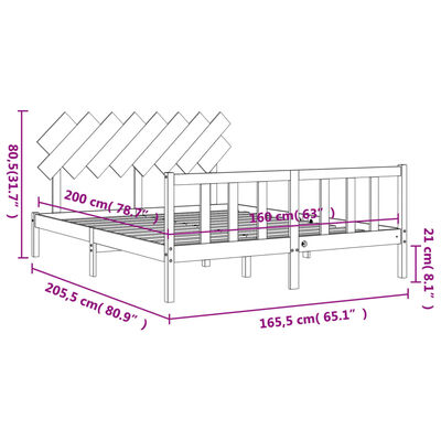 vidaXL Bed Frame without Mattress 160x200 cm Solid Wood Pine