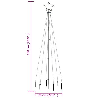 vidaXL Christmas Tree with Spike Cold White 108 LEDs 180 cm