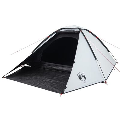 vidaXL Camping Tent Dome 4-Person White Blackout Fabric Waterproof