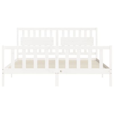 vidaXL Bed Frame without Mattress White Super King Size Solid Wood Pine