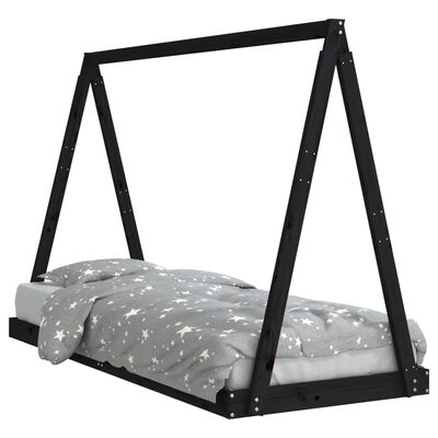 vidaXL Kids Bed Frame Black 80x200 cm Solid Wood Pine