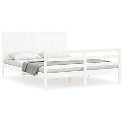 vidaXL Bed Frame without Mattress White King Size Solid Wood