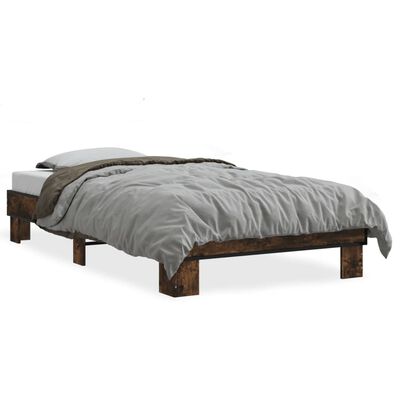 vidaXL Bed Frame without Mattress Smoked Oak 100x200 cm