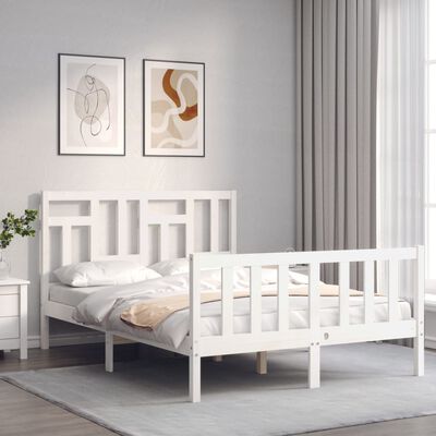 vidaXL Bed Frame without Mattress White 140x190 cm Solid Wood Pine