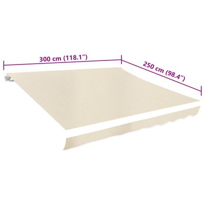 vidaXL Awning Top Sunshade Canvas Cream 3 x 2.5 m (Frame Not Included)