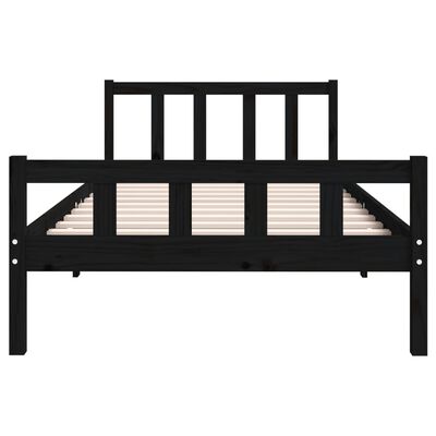 vidaXL Bed Frame without Mattress Black Solid Wood 100x200 cm