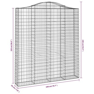 vidaXL Arched Gabion Baskets 2 pcs 200x30x220/240 cm Galvanised Iron