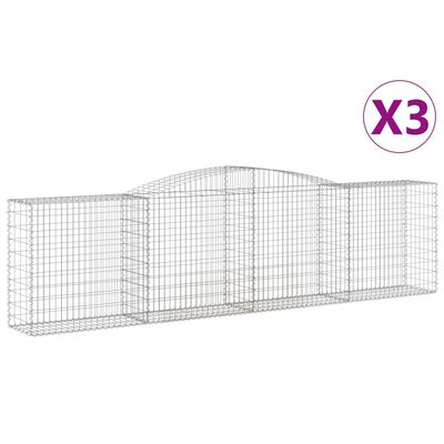 vidaXL Arched Gabion Baskets 3 pcs 400x50x100/120 cm Galvanised Iron