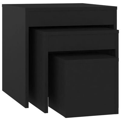 vidaXL Nesting Tables 3 pcs Black Engineered Wood