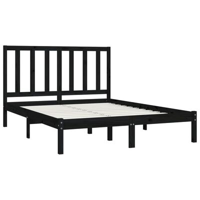 vidaXL Bed Frame without Mattress Black Solid Wood Pine 120x190 cm Small Double