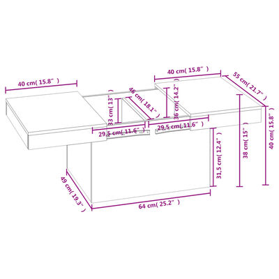 vidaXL Coffee Table Smoked Oak 80x55x40 cm Engineered Wood