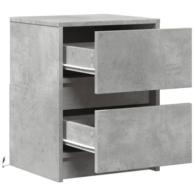 vidaXL Bedside Cabinet with LED Lights Concrete Grey Engineered Wood