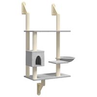 vidaXL Wall-mounted Cat Tree with Scratching Post Light Grey 153 cm