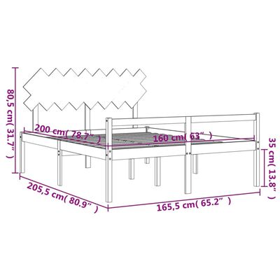 vidaXL Senior Bed without Mattress White 160x200 cm Solid Wood