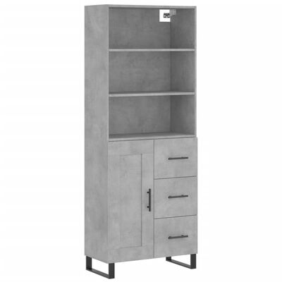 vidaXL Highboard Concrete Grey 69.5x34x180 cm Engineered Wood