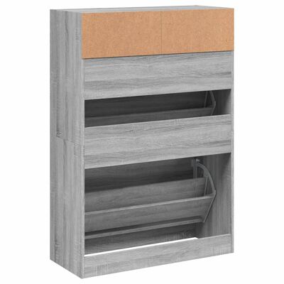 vidaXL Shoe Cabinet with 2 Flip-Drawers Grey Sonoma 80x34x116 cm