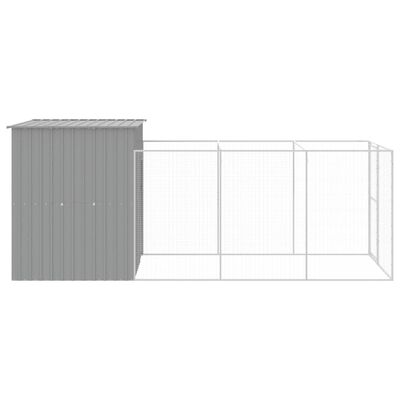 vidaXL Dog House with Run Light Grey 165x455x181 cm Galvanised Steel