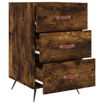 vidaXL Bedside Cabinet Smoked Oak 40x40x66 cm Engineered Wood