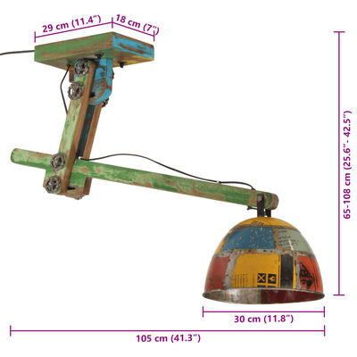 vidaXL Ceiling Lamp 25 W Multicolour 105x30x65-108cm E27