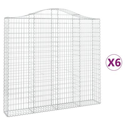 vidaXL Arched Gabion Baskets 6 pcs 200x30x180/200 cm Galvanised Iron