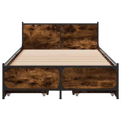 vidaXL Bed Frame with Drawers without Mattress Smoked Oak 90x200 cm