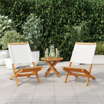 vidaXL Garden Chairs 2 pcs Cream White Solid Wood Acacia and Fabric