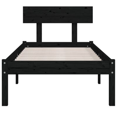 vidaXL Bed Frame without Mattress Black Solid Wood 100x200 cm