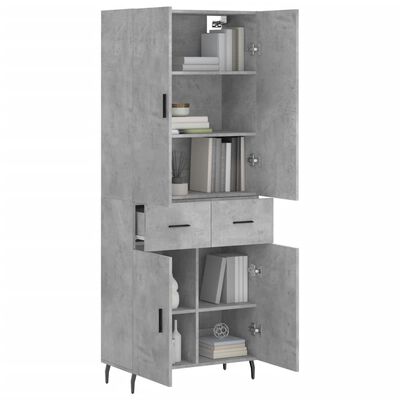 vidaXL Highboard Concrete Grey 69.5x34x180 cm Engineered Wood